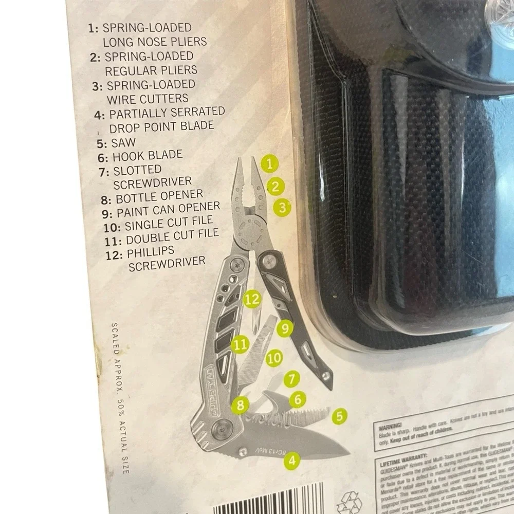 New NIP Guidesman Multi Tool Pliers with Sheath Folding Stainless Steel